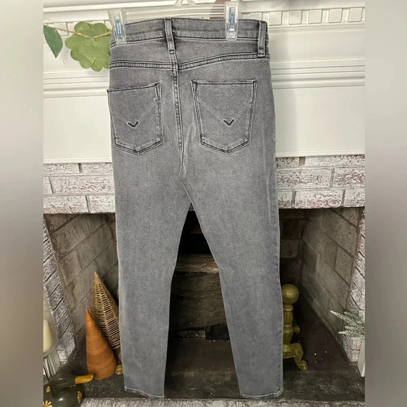 Hudson size 28 distressed black jeans with rips at knees - Picture 2 of 3